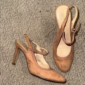 Nine West Brown Stiletto Slingback Heels